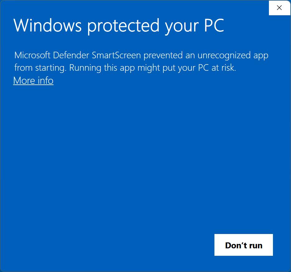 Paso de más información de Windows SmartScreen